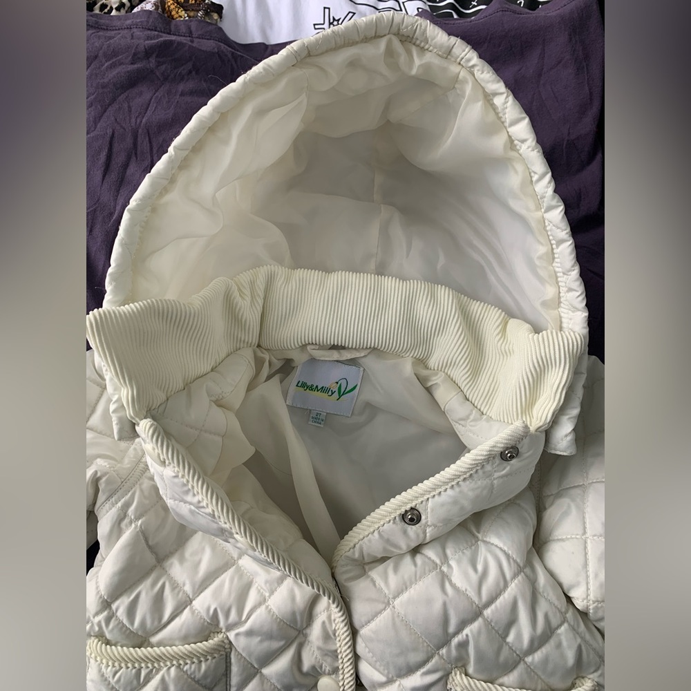 White puffer sweater for little girls